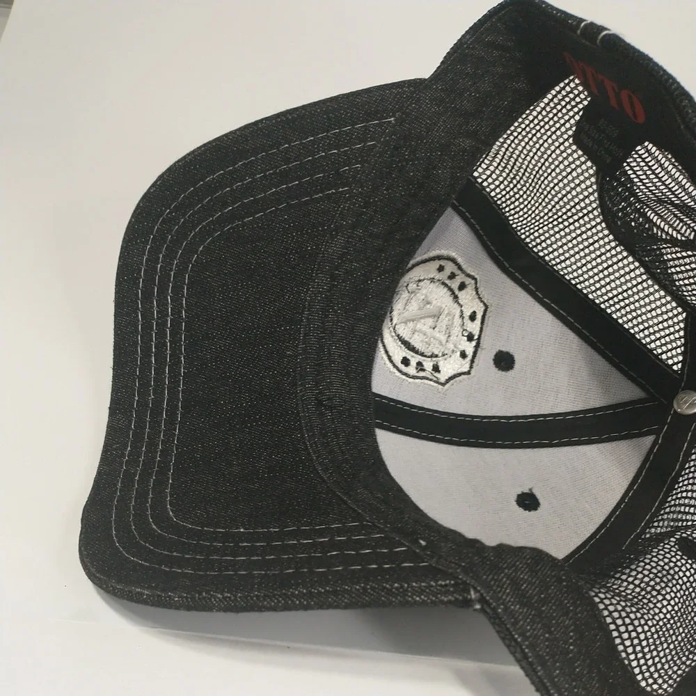 OTTO Mens Black Denim Trucker Hat Mesh Back EZ Shield Patch Adjustable 83-509